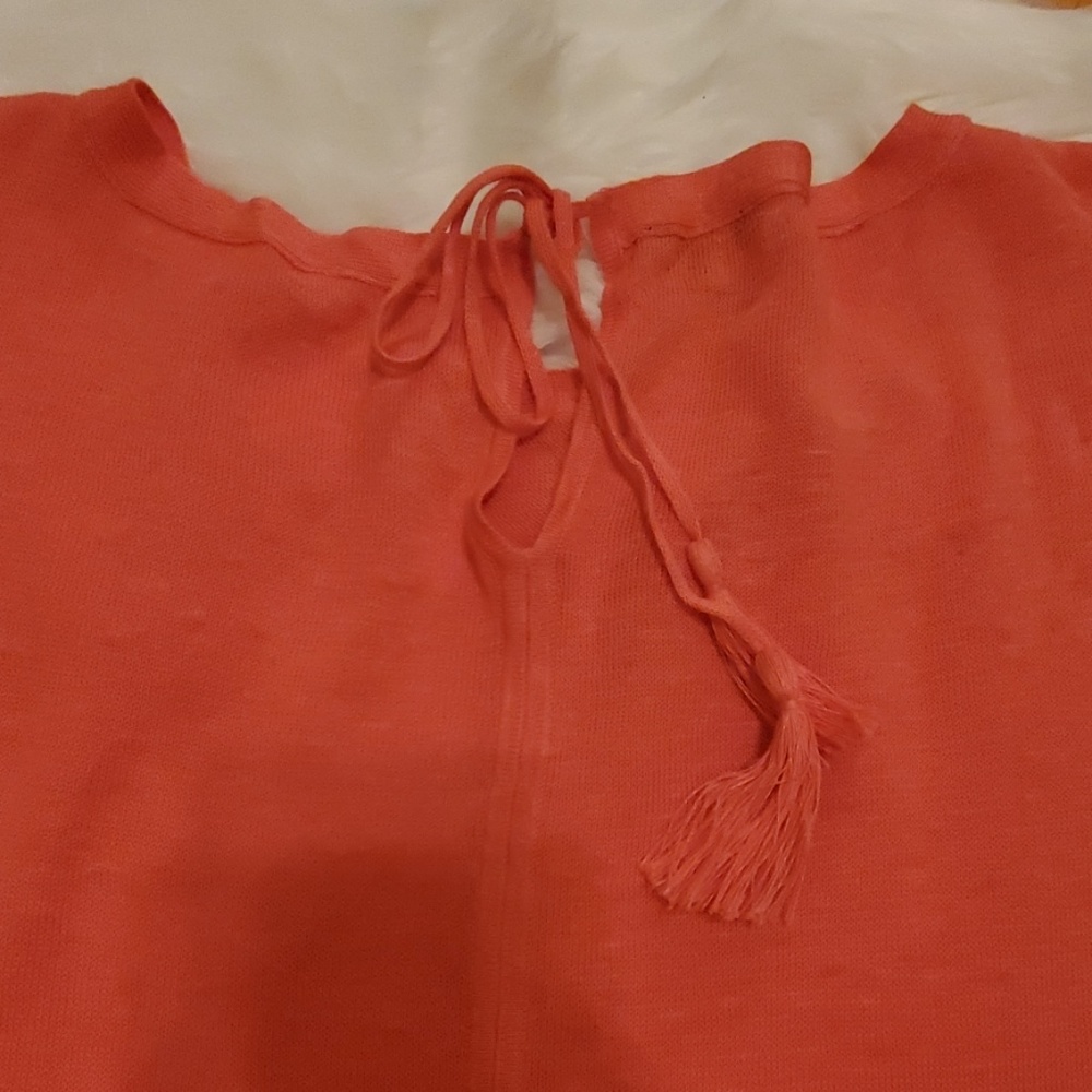 Talbots  Melon Linen Top with tie XL - Picture 4 of 4
